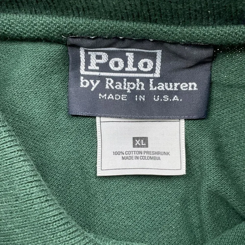 Ralph‎ Lauren Polo Shirt Mens XLarge Green Red Pony Logo Cotton Stretch USA VTG